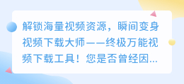 解锁海量视频资源，瞬间变身视频下载大师——终极万能视频下载工具！