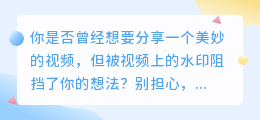 视频去水印技巧，轻松移除任何水印，让你的视频焕然一新！