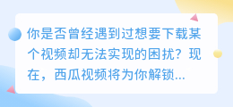 西瓜视频：解锁视频解析，轻松下载精彩内容！