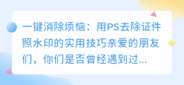 PS去证件照上水印的实用技巧