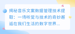 音乐文案数据管理技术提取的秘密