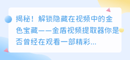 揭秘！解锁隐藏在视频中的金色宝藏——金盾视频提取器