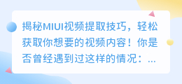 揭秘MIUI视频提取技巧，轻松获取你想要的视频内容！