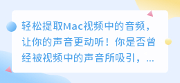 轻松提取Mac视频中的音频，让你的声音更动听！