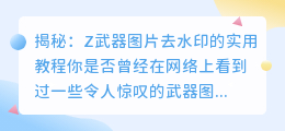 揭秘：Z武器图片去水印的实用教程