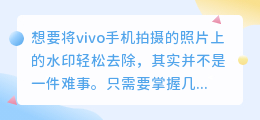 vivo手机去水印教程：轻松几步，照片水印全不见！