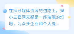 媒小三官网登录，快速获取专业媒体资源，助力您的业务腾飞！