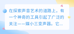 **媒小三变声器下载：轻松获取，实时变声，畅聊无界！**